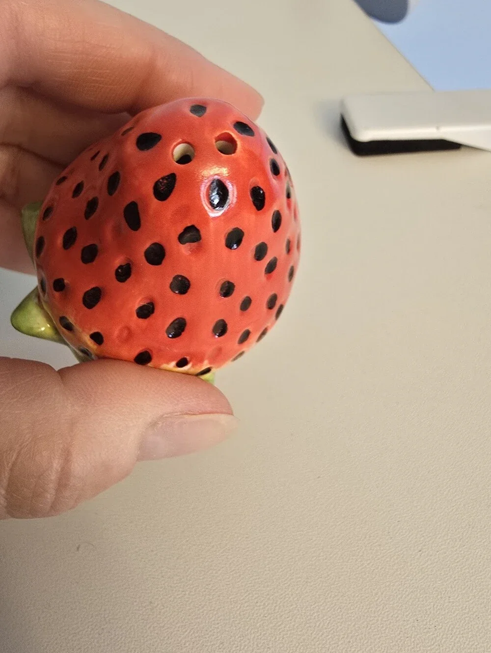Ceramic Watermelon Strawberry Salt and Pepper Shaker Set Stiil Have Plugs